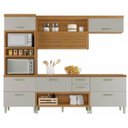Ver imagem 1 de Cozinha Modulada 4 Peças Ripado Torre Quente Nesher Princesa Mdf - Freijo / Off White