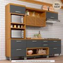 Ver imagem 6 de Cozinha Modulada 4 Peças Ripado Torre Quente Nesher Princesa Mdf - Freijó / Grafite