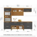 Ver imagem 2 de Cozinha Modulada 4 Peças Ripado Torre Quente Nesher Princesa Mdf - Freijó / Grafite
