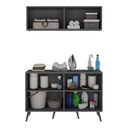 Ver imagem 4 de Conjunto Lavanderia Retrô Multiuso Armário Aéreo e Balcão 4 Portas Multimóveis Mp5053 Grafite/