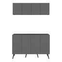 Ver imagem 5 de Conjunto Lavanderia Retrô Multiuso Armário Aéreo e Balcão 4 Portas Multimóveis Mp5053 Grafite/