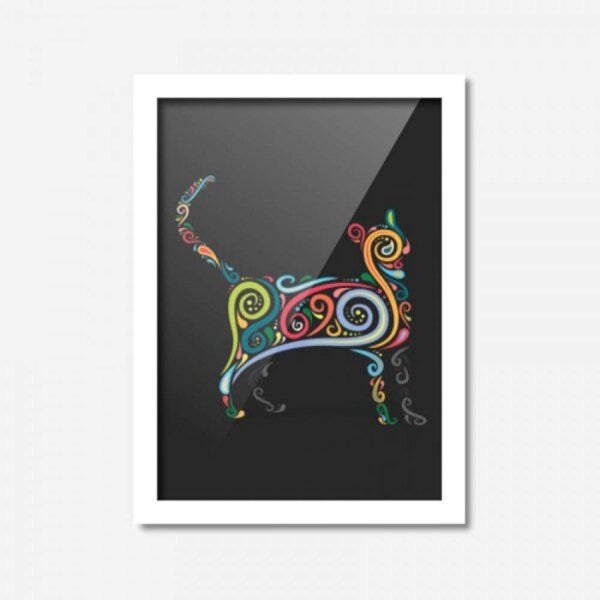 Quadro Decorativo Gato Preto 45cmx33cm Los Quadros - 1