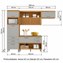Ver imagem 2 de Cozinha Completa 3 Peças com Paneleiro Balcão e Armário Aéreo Princesa Freijó/Off White - Nesher