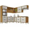 Cozinha Modulada 9 Peças Ripado Nesher Imperatriz Ângulo Torre Quente Mdf - Freijo / Off White - 1