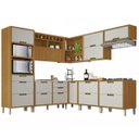 Ver imagem 1 de Cozinha Modulada 9 Peças Ripado Nesher Imperatriz Ângulo Torre Quente Mdf - Freijo / Off White