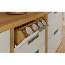 Cozinha Modulada 9 Peças Ripado Nesher Imperatriz Ângulo Torre Quente Mdf - Freijo / Off White - 3