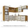 Cozinha Modulada 9 Peças Ripado Nesher Imperatriz Ângulo Torre Quente Mdf - Freijo / Off White - 2