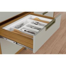 Cozinha Modulada 9 Peças Ripado Nesher Imperatriz Ângulo Torre Quente Mdf - Freijo / Off White - 4