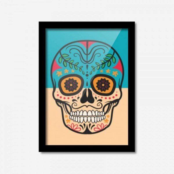 Quadro Decorativo Caveira Colorida 45cmx33cm Los Quadros - 1