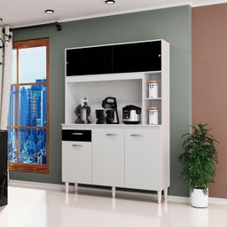 Armário para Cozinha 1,20cm Duda-Poquema - Branco / Preto - 3