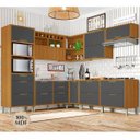 Ver imagem 2 de Cozinha Modulada 9 Peças Ripado Nesher Imperatriz Ângulo Torre Quente Mdf - Freijó / Grafite