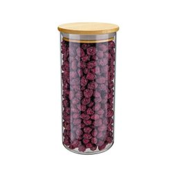 Conjunto de Potes de Vidro Slim com Tampa Bambu 3 peças VDR6804-3-Euro Home - Transparente - 7