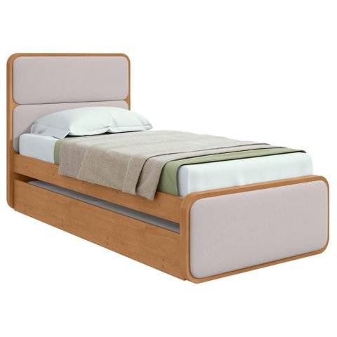 Cama Solteiro Easy Like com Cama Auxiliar Tec Corano Bege/amêndoa Clean