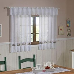 Cortina Renda Cozinha 2,00 X 1,20m Coruja Branca - 1