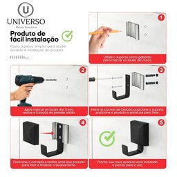 Kit Acessórios Banheiro 4 Peças Quadrado Preto Fosco Suporte Toalha - 6