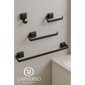 Kit Acessórios Banheiro 4 Peças Quadrado Preto Fosco Suporte Toalha - 3