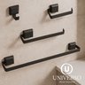 Kit Acessórios Banheiro 4 Peças Quadrado Preto Fosco Suporte Toalha - 4