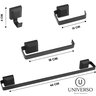 Kit Acessórios Banheiro 4 Peças Quadrado Preto Fosco Suporte Toalha - 7