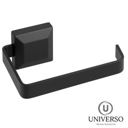 Kit Acessórios Banheiro 4 Peças Quadrado Preto Fosco Suporte Toalha - 11