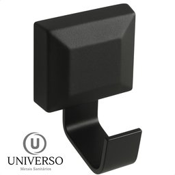 Kit Acessórios Banheiro 4 Peças Quadrado Preto Fosco Suporte Toalha - 10