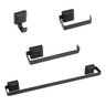 Kit Acessórios Banheiro 4 Peças Quadrado Preto Fosco Suporte Toalha - 1