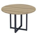 Ver imagem 1 de Mesa de Reunião Redonda P25 Pandin 110 Cm (largura) Tampo Mdp Noce Naturalle Pé Aço Tubular