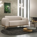 Ver imagem 2 de Sofá 2 Lugares para Sala de Estar Molino 150 Cm D02 Pés D'ouro Veludo Bege C-309 - Lyam Decor