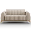 Ver imagem 3 de Sofá 2 Lugares para Sala de Estar Molino 150 Cm D02 Pés D'ouro Veludo Bege C-309 - Lyam Decor
