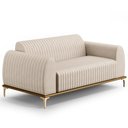 Ver imagem 1 de Sofá 2 Lugares para Sala de Estar Molino 150 Cm D02 Pés D'ouro Veludo Bege C-309 - Lyam Decor
