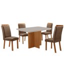 Ver imagem 1 de Mesa de Jantar Olimpia 120cm Tampo MDF Vidro Canto Copo com 4 Cadeiras Lorena