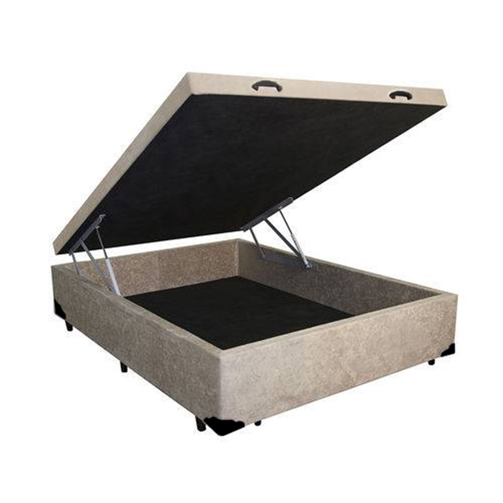 Base Box Baú Casal NK Camas Suede Bege 41x138x188