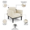 Ver imagem 3 de Poltrona Decorativa Base Madeira Preto Maressa Linho Bege - Ibiza