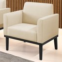 Ver imagem 2 de Poltrona Decorativa Base Madeira Preto Maressa Linho Bege - Ibiza