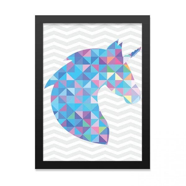 Quadro Unicórnio Geométrico 45cmx33cm Los Quadros - 2
