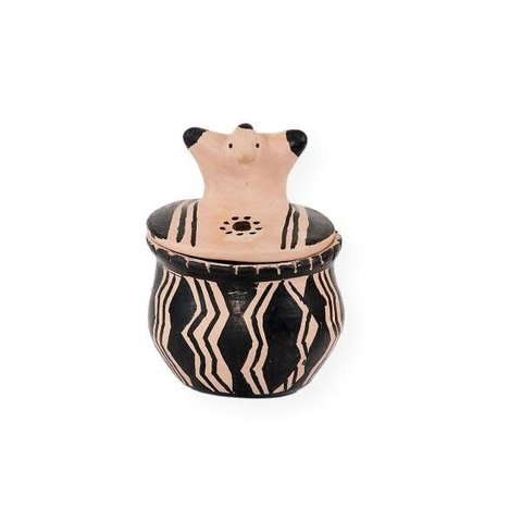 Cerâmica Indígena Etnia Waurá: Pote com Tampa (x060)