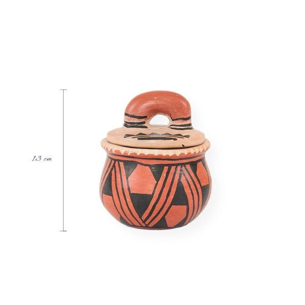 Cerâmica Indígena Etnia Waurá: Pote com Tampa (X063) - 2