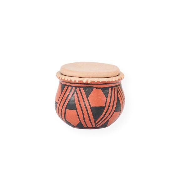 Cerâmica Indígena Etnia Waurá: Pote com Tampa (X063) - 5