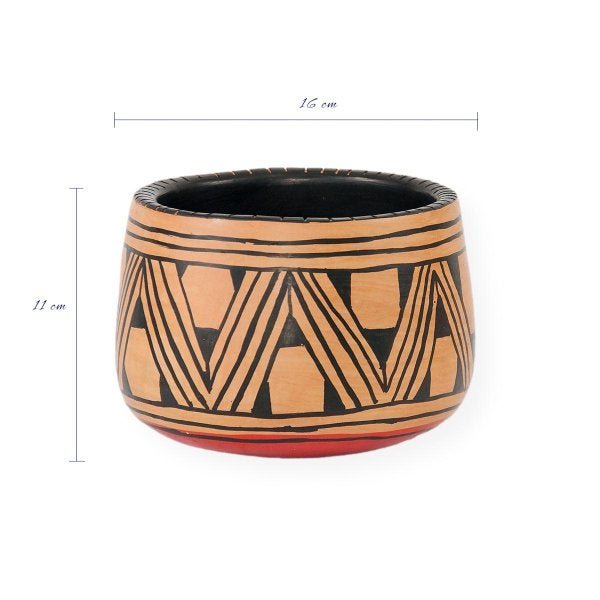 Cerâmica Indígena Etnia Waurá: Pote ou Tigela (X070) - 2