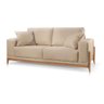 Sofa 2 Lugares Almofada Solta Base Madeira Suede Bege Medio Bellagio 1.90m - 1