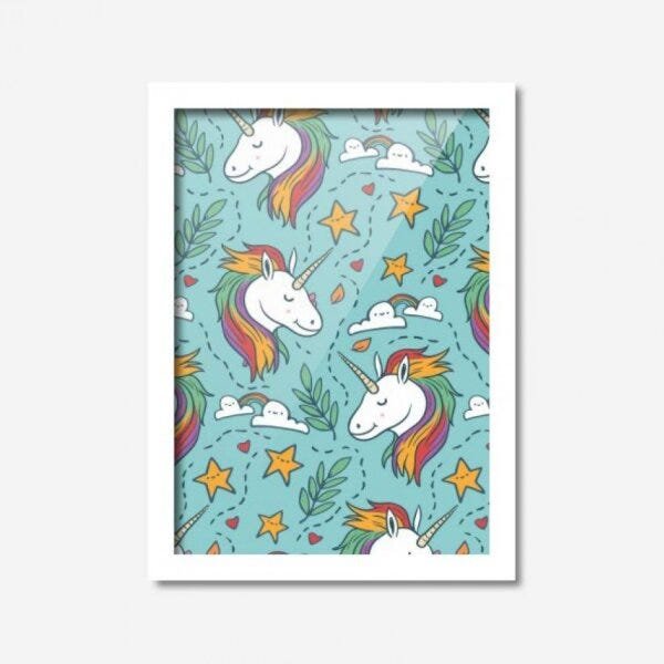 Quadro Decorativo Unicórnio Baby 45cmx33cm Los Quadros - 1