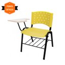 Ver imagem 3 de KIT 05 Cadeiras Universitárias com Prancheta e Porta Livros - Cor Amarelo - REAPLAST - 32030