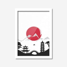 Quadro Decorativo Japão Bandeira 45cmx33cm Los Quadros - 1 Quadro Decorativo Japão Bandeira 45cmx33cm Los Quadros - 1