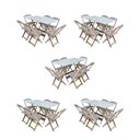 Ver imagem 1 de Kit 5 Jogos de Mesa Dobravel com 6 Cadeiras de Madeira 120x70 para Restaurante e Bar - sem Pintura