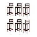 Ver imagem 2 de Kit 6 Banquetas Assento Encosto Estofado em Sintetico Hellen:imbuia com Sintetico Off White