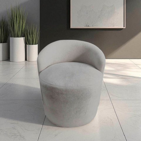 Poltrona Decorativa Yara Orgânica Bouclé Cinza Claro