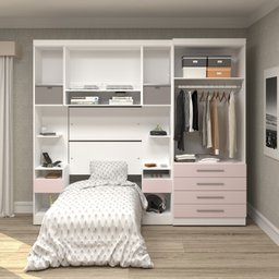 Guarda Roupa Dormitório Modulado Alpes Solteiro - Roupeiro Luciane M02:Rosa - 2
