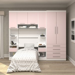 Guarda Roupa Dormitório Modulado Alpes Solteiro - Roupeiro Luciane M02:Rosa