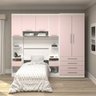 Guarda Roupa Dormitório Modulado Alpes Solteiro - Roupeiro Luciane M02:Rosa - 1