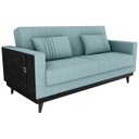Ver imagem 1 de Sofa Cama 2 Lugares 203 Cm Boucle Azul Corino Preto Milani Store