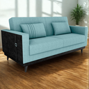 Ver imagem 2 de Sofa Cama 2 Lugares 203 Cm Boucle Azul Corino Preto Milani Store